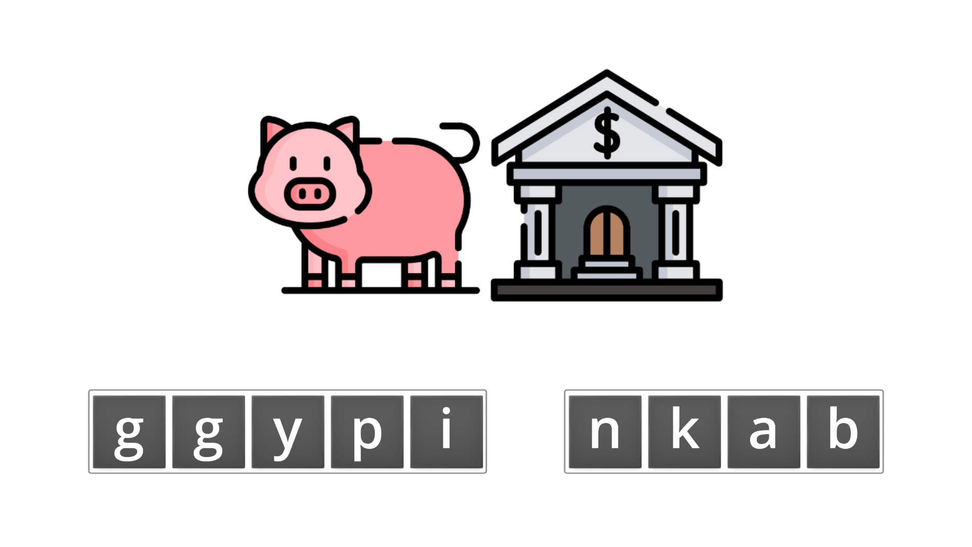 esl resources - flashcards - compound nouns  - unscramble - piggy bank
